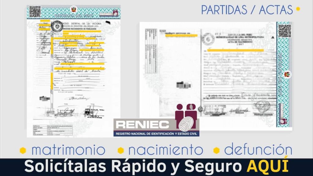 partidas de nacimiento matrimonio y defunción Reniec