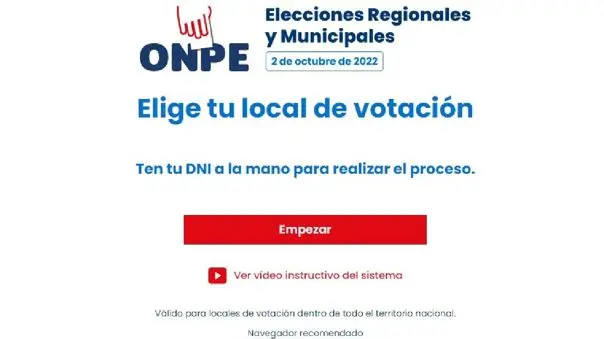 ONPE elige tu local de votacion